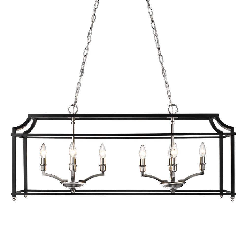 Golden Lighting 8401-LP PW-BLK Leighton PW Linear Pendant in Pewter with Black